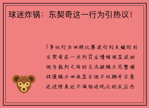 球迷炸锅：东契奇这一行为引热议！